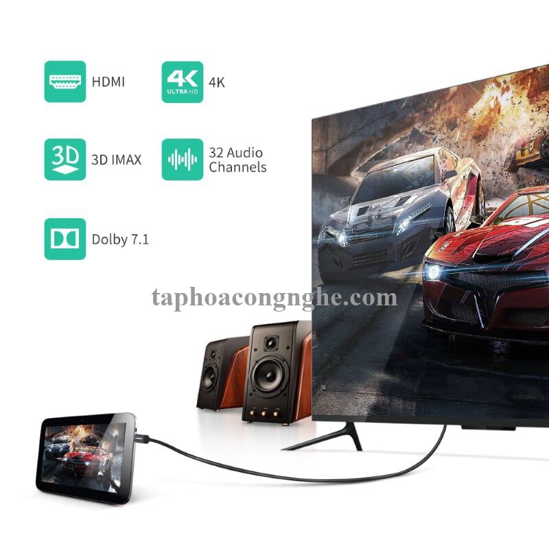 Ugreen 10143 3M màu Đen Cáp chuyển đổi Micro HDMI sang HDMI thuần đồng cao cấp HD109 30010143